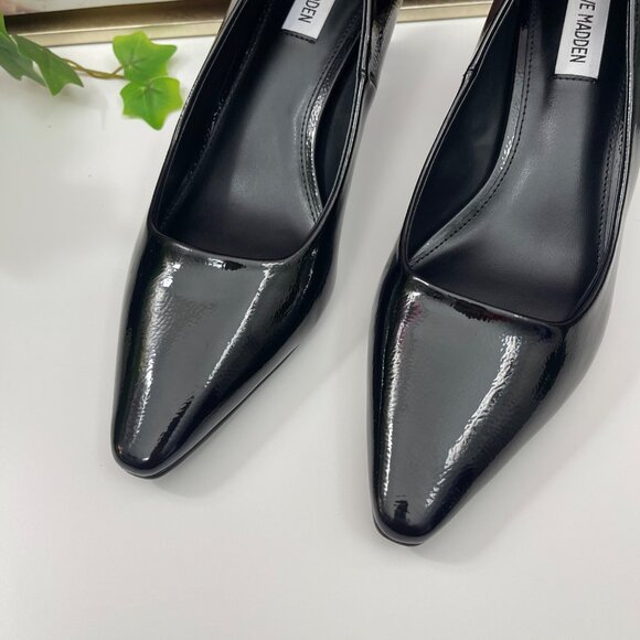 Steve Madden Womens Pointed Toe Kitten Heel Pumps in Black Patent 8.5 - Picture 6 of 11